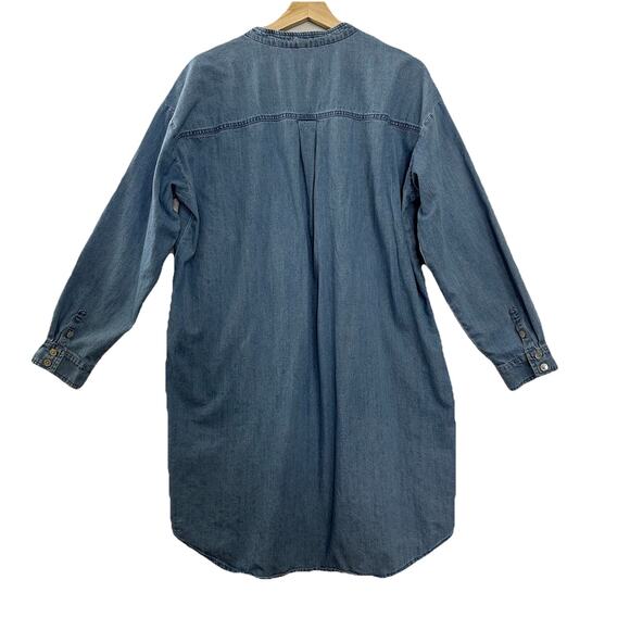 Eileen Fisher Chambray Shirt Dress Womens Medium Organic Cotton Button Up Casual - Picture 4 of 10